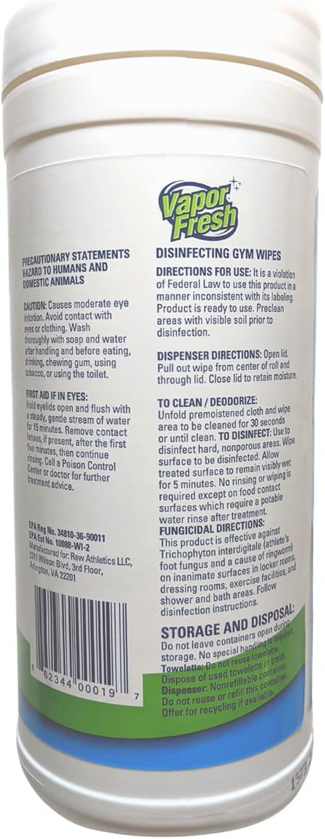 Disinfecting Gym Wipes, Plant Based Disinfectant, 240 Wipes V66444