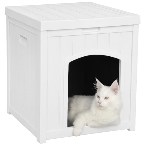 White Waterproof Resin Plastic Cat House C5234