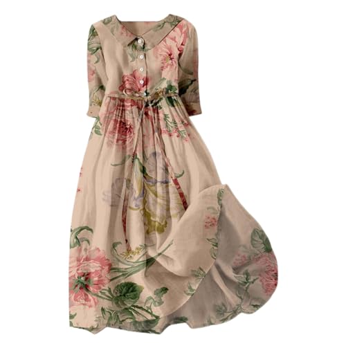 Womens Boho Floral A-Line Lace-Up Flowy Long Dress S870