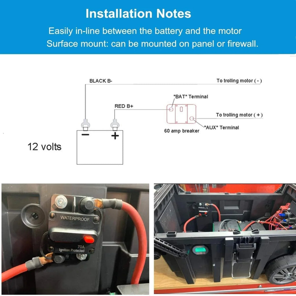 150 Amp Circuit Breaker with Manual Reset 12V-36V DC Waterproof Surface Mount Z860