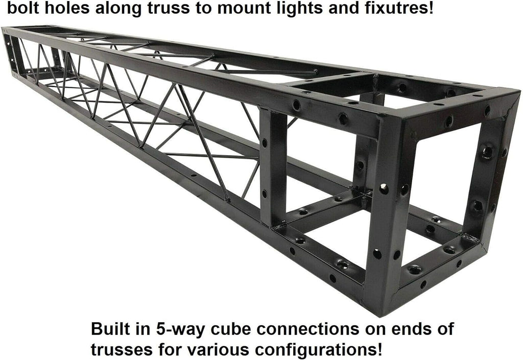 Black Square Metal Arch Truss 8 Ft. Width 7 ft. Height Portable DJ Lighting System I124