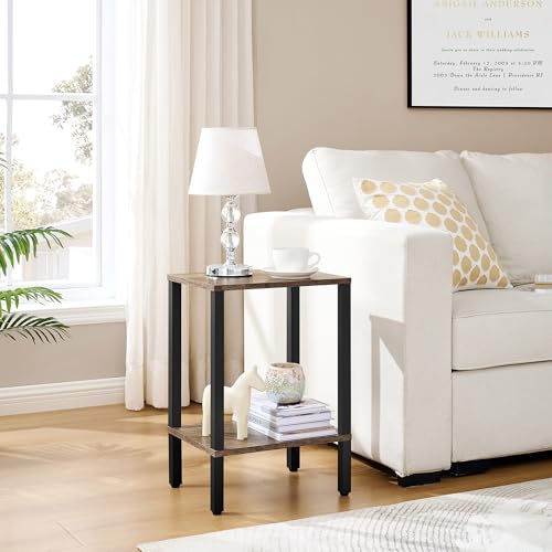 Rustic Brown and Black 2-Tier Narrow Side Table K802