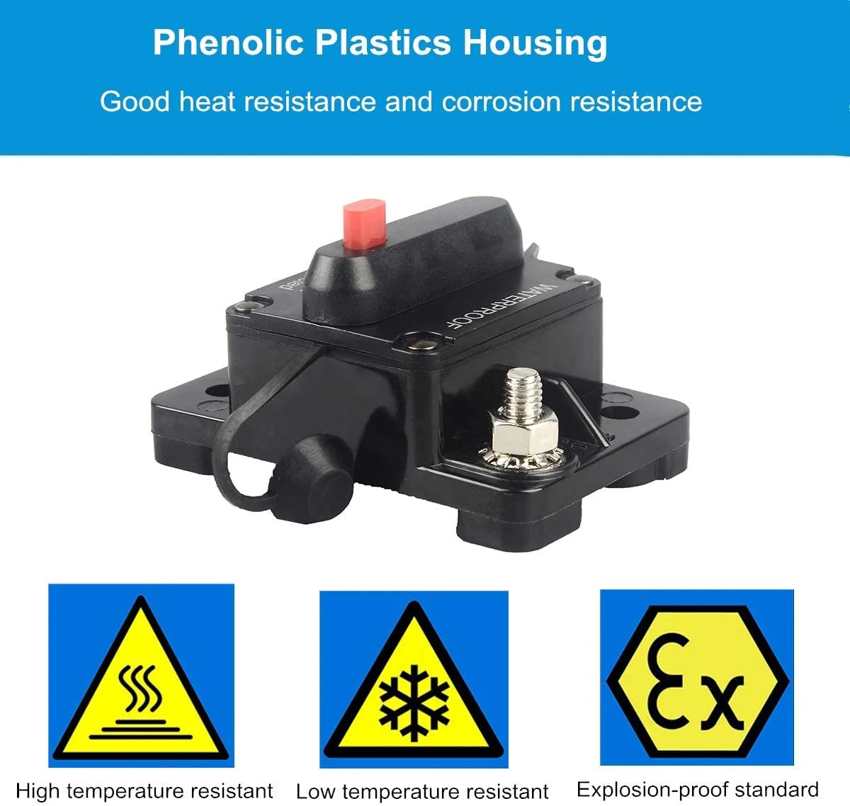 150 Amp Circuit Breaker with Manual Reset 12V-36V DC Waterproof Surface Mount Z860