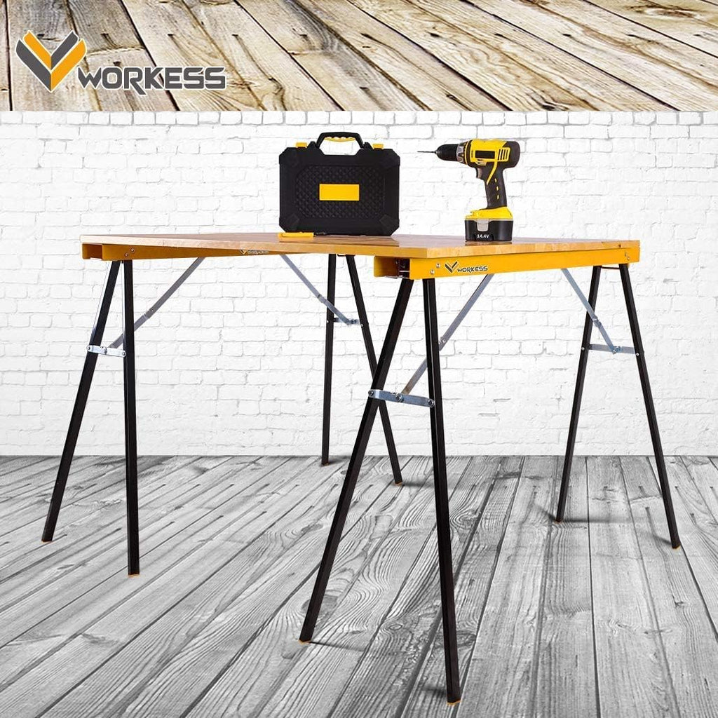 Twin Pack Portable Folding Sawhorse, 275 LBS Capacity Each W642593