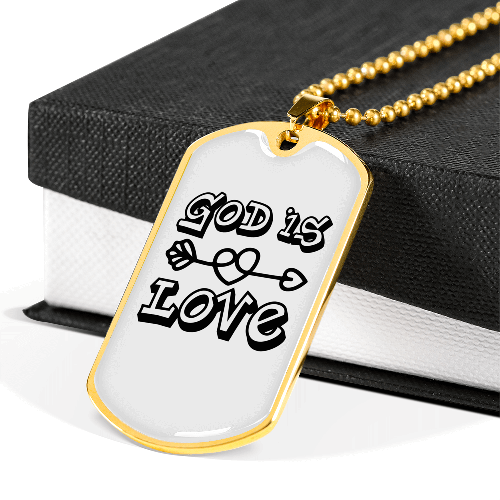 Stainless Steel or 18k Gold Dog Tag Necklace with 24" Chain E69929
