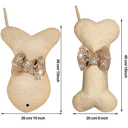 2 Pcs Dog Christmas Stocking with Bow Knot Y5735