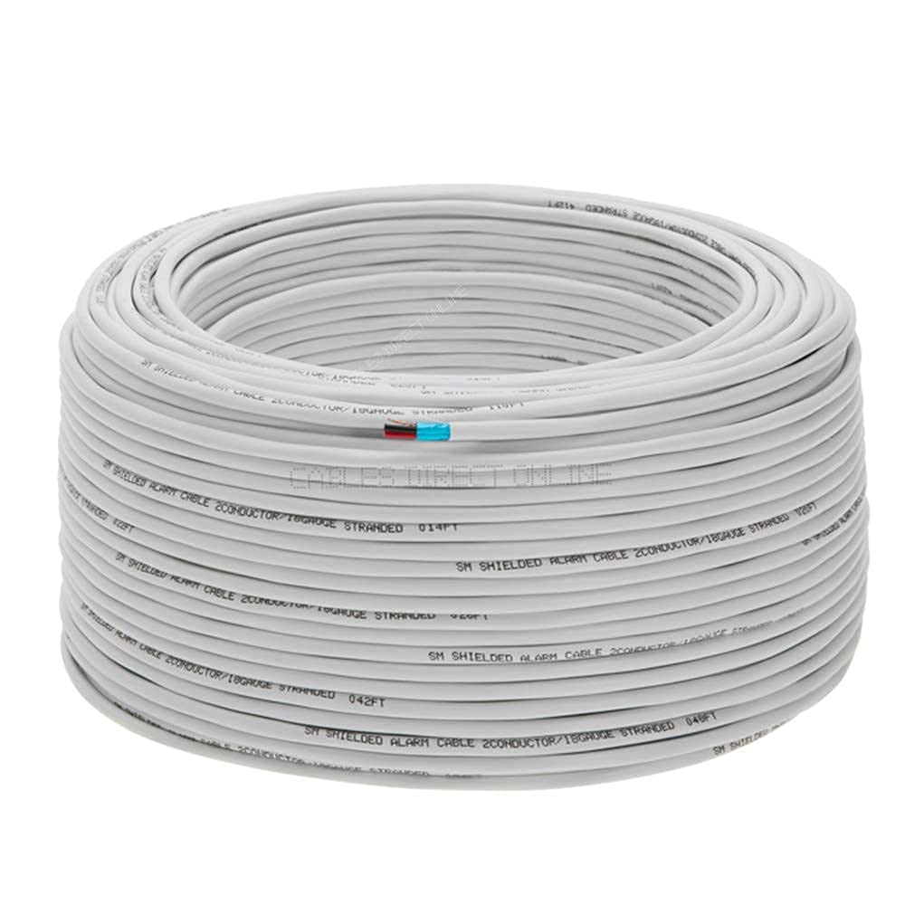 Bulk 18/2 Shielded Stranded Conductor Alarm Control Cable 500ft (FTP) Pack of 2 V910