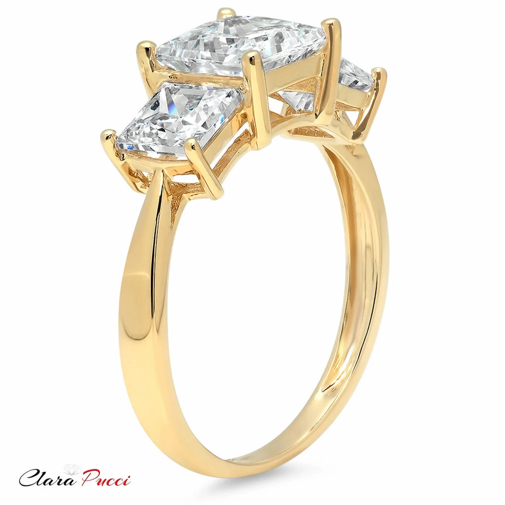 18K Yellow Gold Three-Stone Diamond Engagement Ring size 3.5 F49403