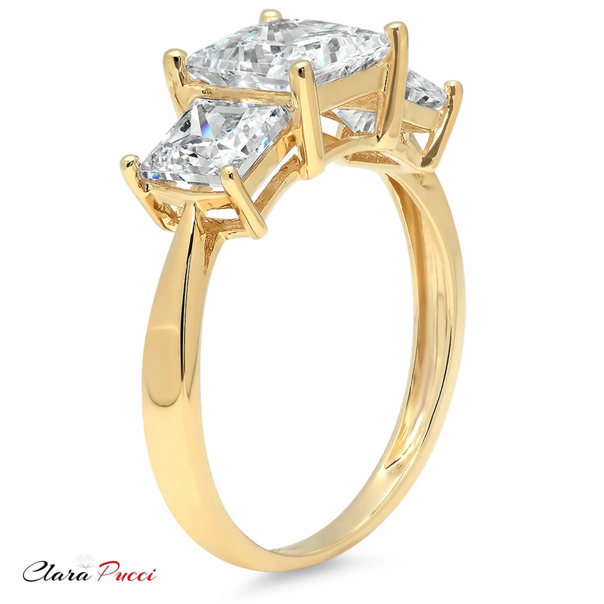 18K Yellow Gold Three-Stone Diamond Engagement Ring size 3.5 F49403