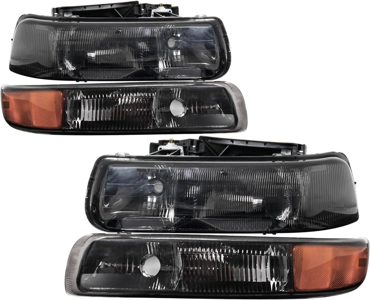 Black Housing Clear Reflector Headlights Assembly Set C69392