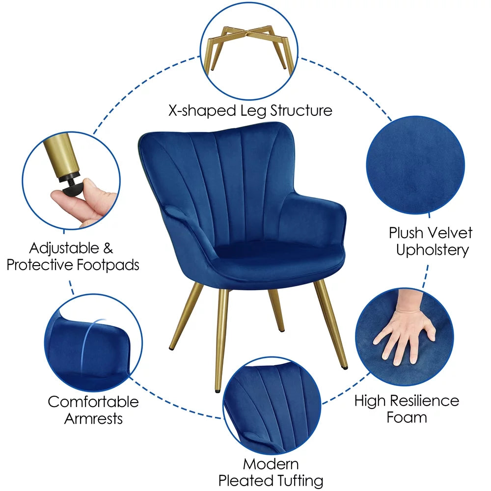 Blue Velvet Upholstered Accent Chair M331849