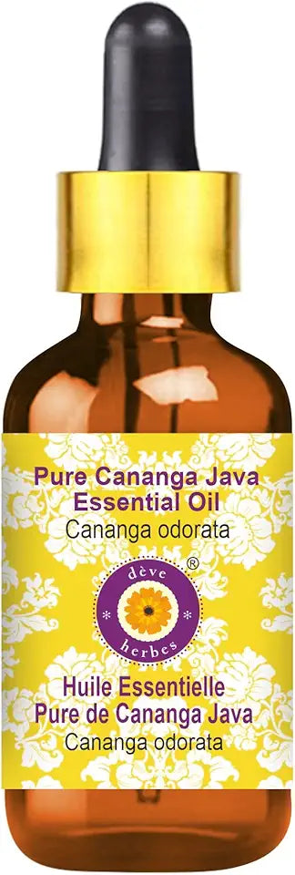 Pure Cananga Java Essential Oil with Glass Dropper Steam Distilled 100ml (3.38 oz) P302