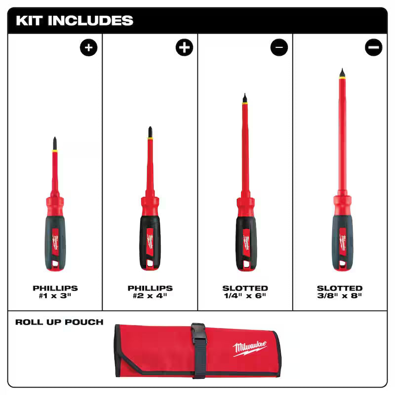 Insulated Screwdriver Set and Pouch (4-Piece) L7325