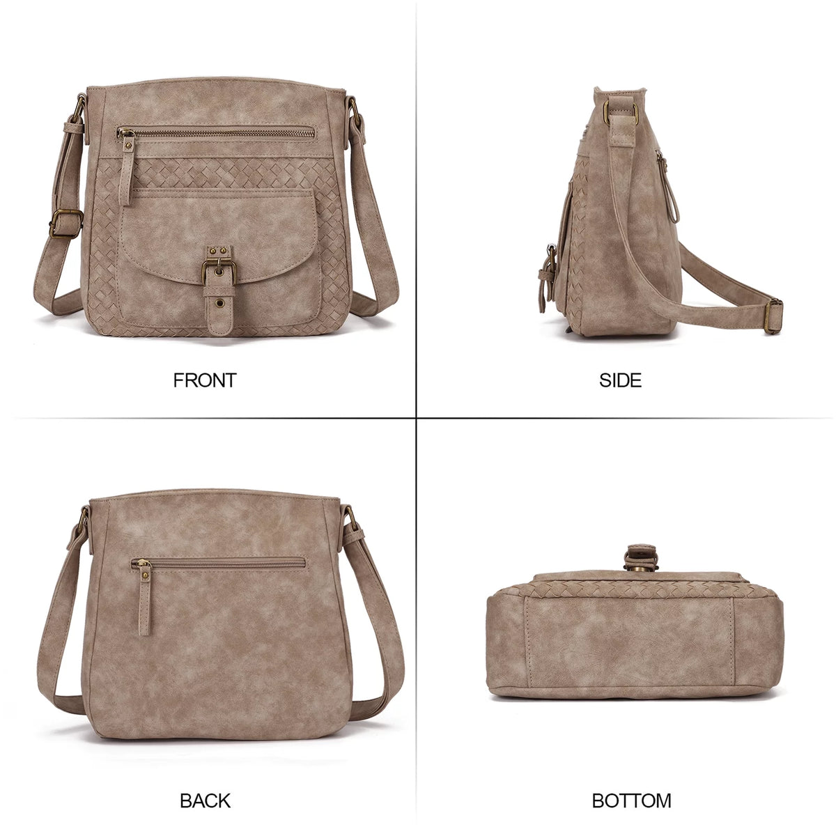 Large Straw Weaving PU Leather Crossbody Bag N83284