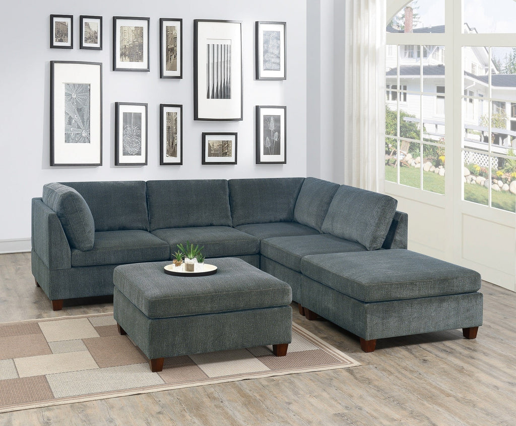 Grey Chenille Modular Sectional 6pc Set L44380