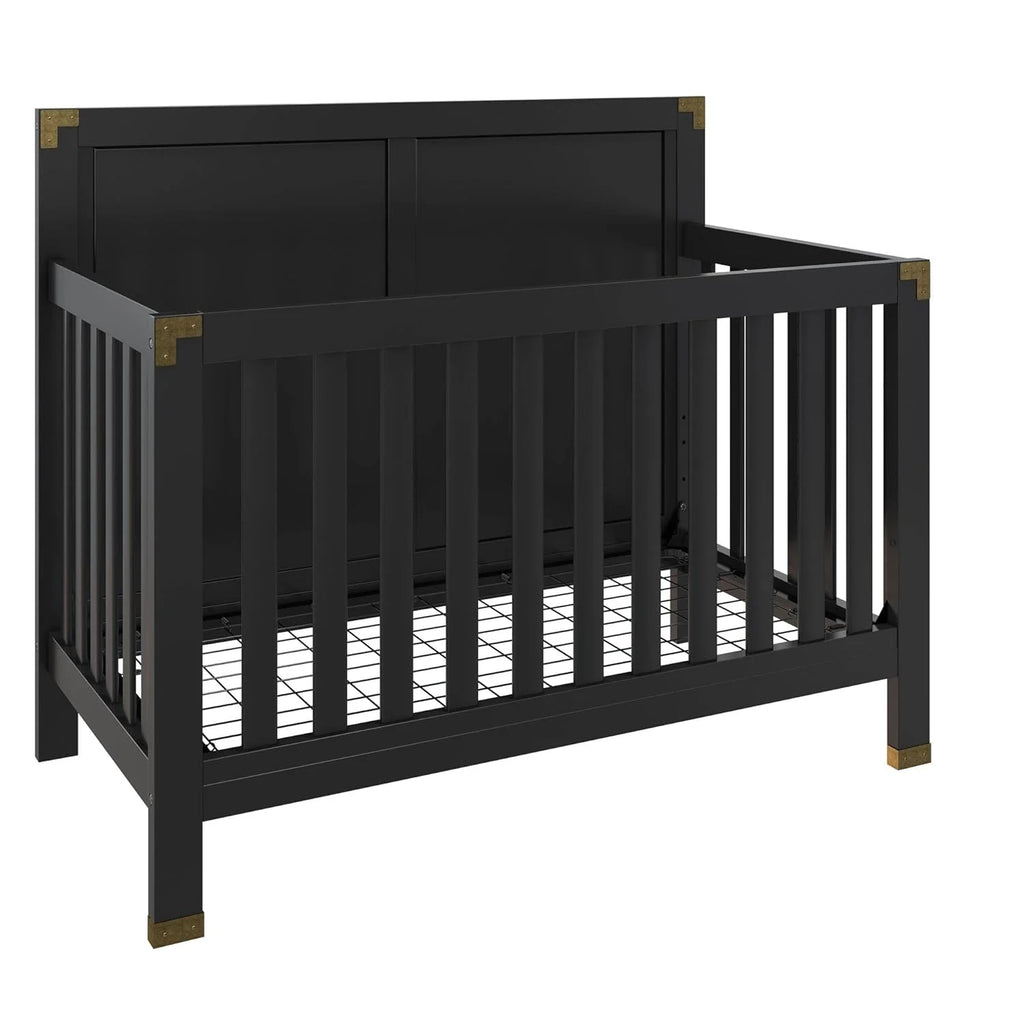 Black 5-in-1 Convertible Crib Solid Pine Wood B383784