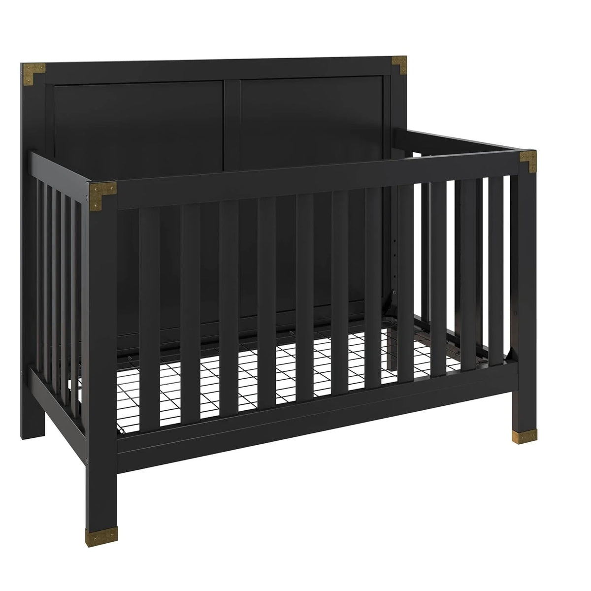 Black 5-in-1 Convertible Crib Solid Pine Wood B383784