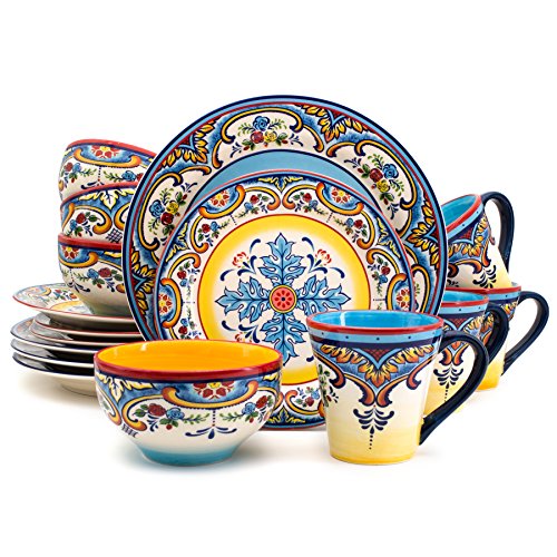 16 Piece Dinnerware Set, Service for 4, Multicolor P508