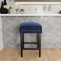 Blue Wood Backless Counter Height Stool H67099