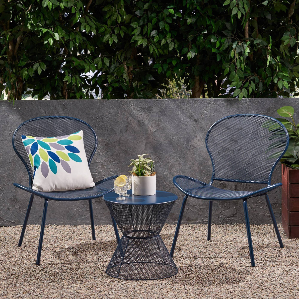 3PC Iron Chat Set Matte Navy Blue P80062