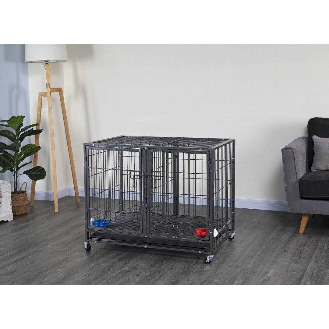 44 in. Stackable Cat & Dog Crate with Divider & Water Bowls A847