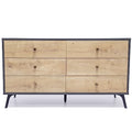 Oak Dark Gray Chest with Six Sliding Drawers T5145