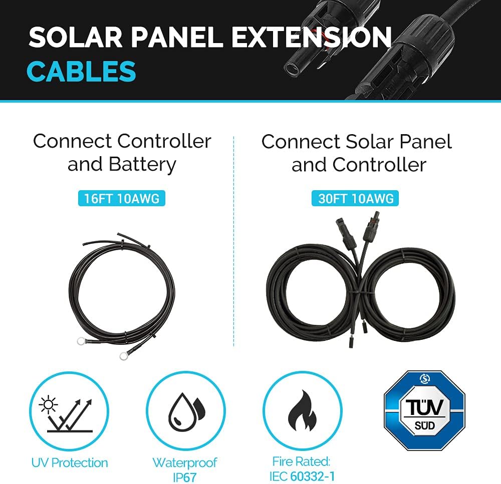 200 Watts 12 Volts Monocrystalline Solar Panel Kit with 30A PWM Charge Controller E67990