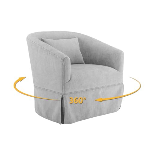 Blue Swivel Accent Armchair with Skirt and Metal Base U8516