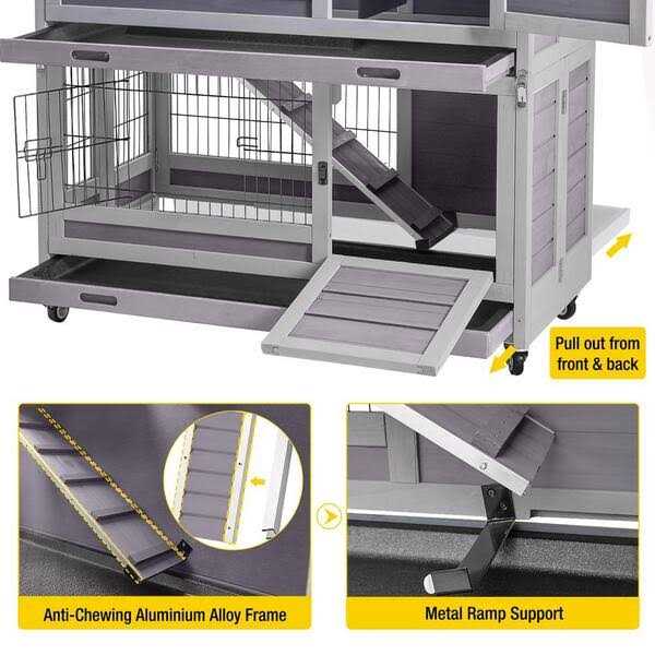 Wooden Rabbit Hutch with Folding Design K492