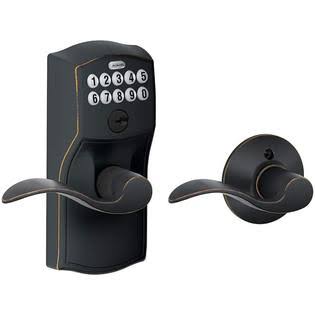Aged Bronze Keypad Entry with Auto-Lock and Accent Levers S7779