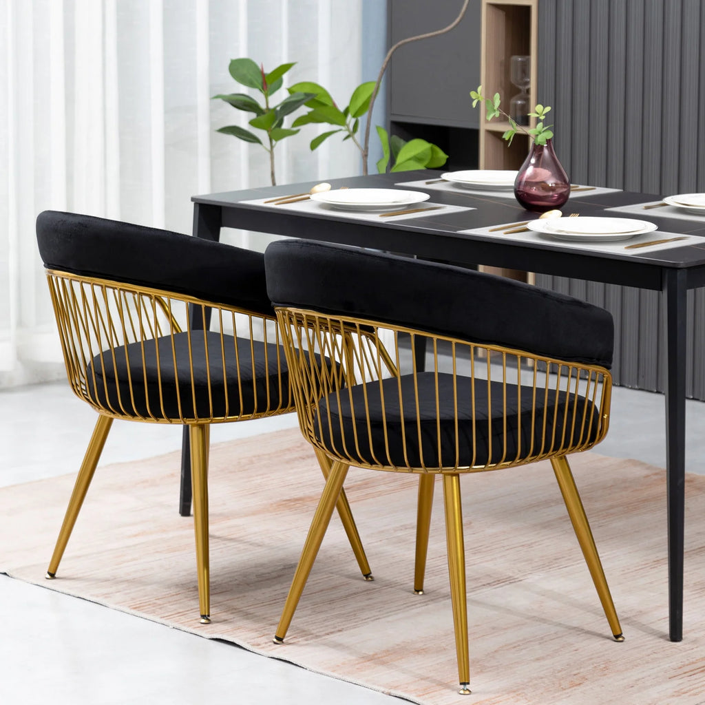 Set of 2 Black Velvet Dining Chairs G460869