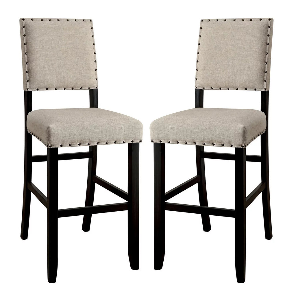 Ivory Linen Bar Chair Set of 2 V4888