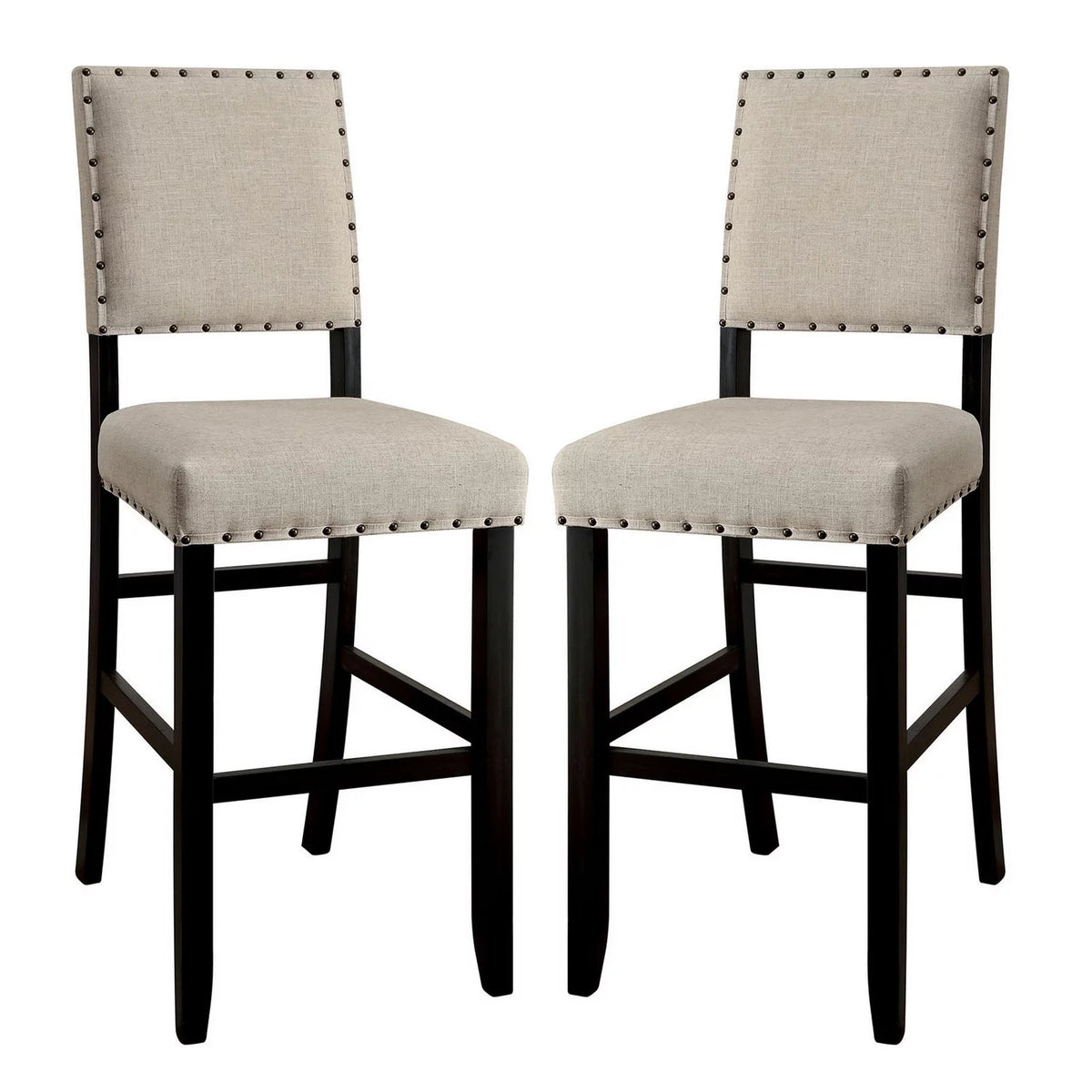 Ivory Linen Bar Chair Set of 2 V4888