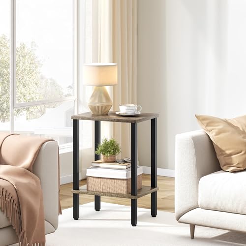 Rustic Brown and Black 2-Tier Narrow Side Table K802
