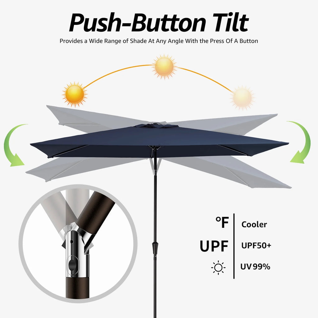 6.5' x 10' Rectangular Beige Patio Umbrella W292