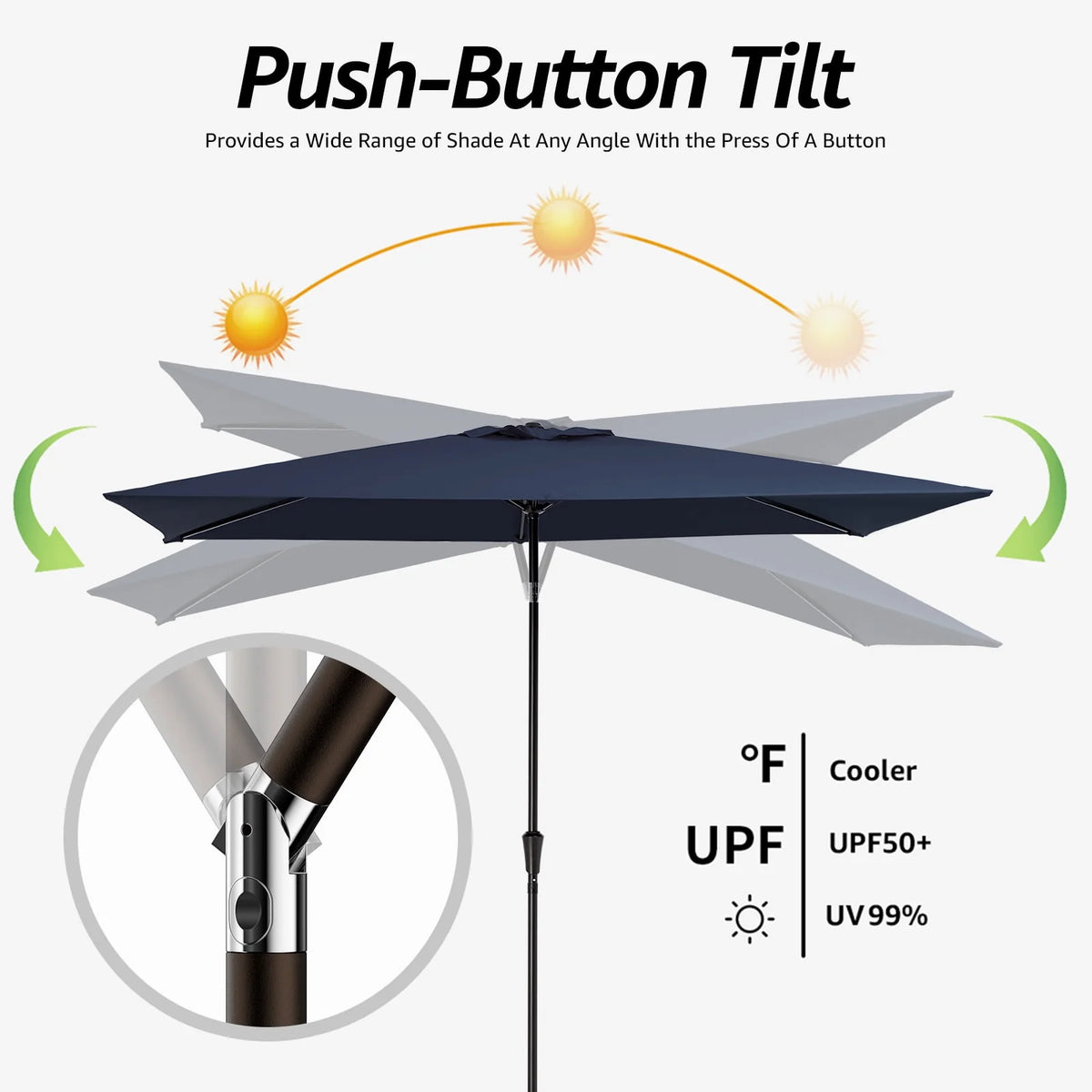 6.5' x 10' Rectangular Beige Patio Umbrella W292