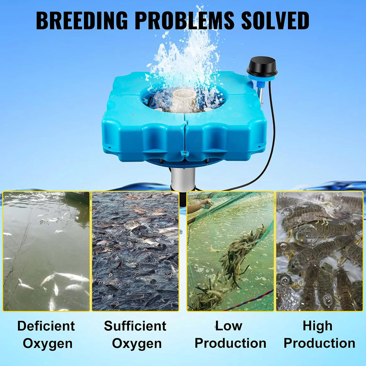 Lake Fountain with 110V 1/2 HP Motor Aerating Pond Fountain with 50ft Cord J195908