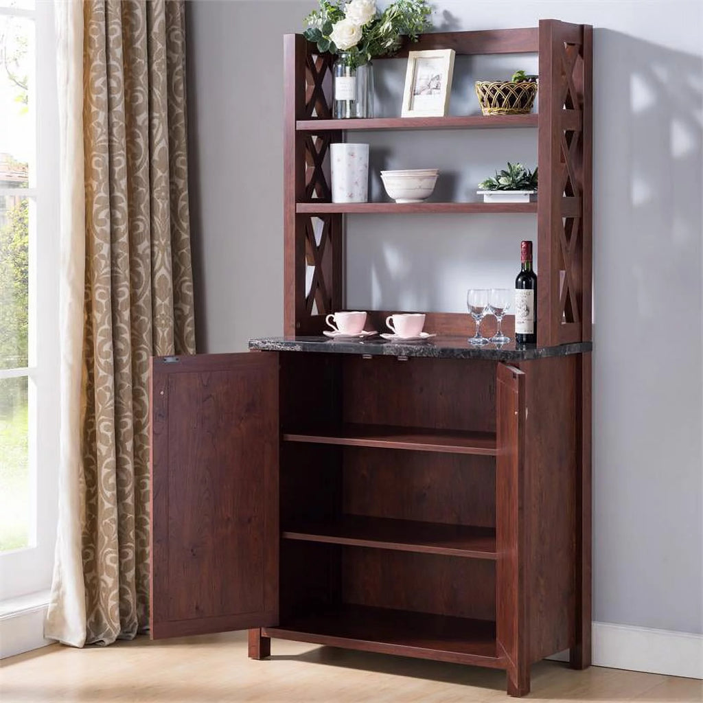 Rustic Wood Multi-Storage Baker Rack K538
