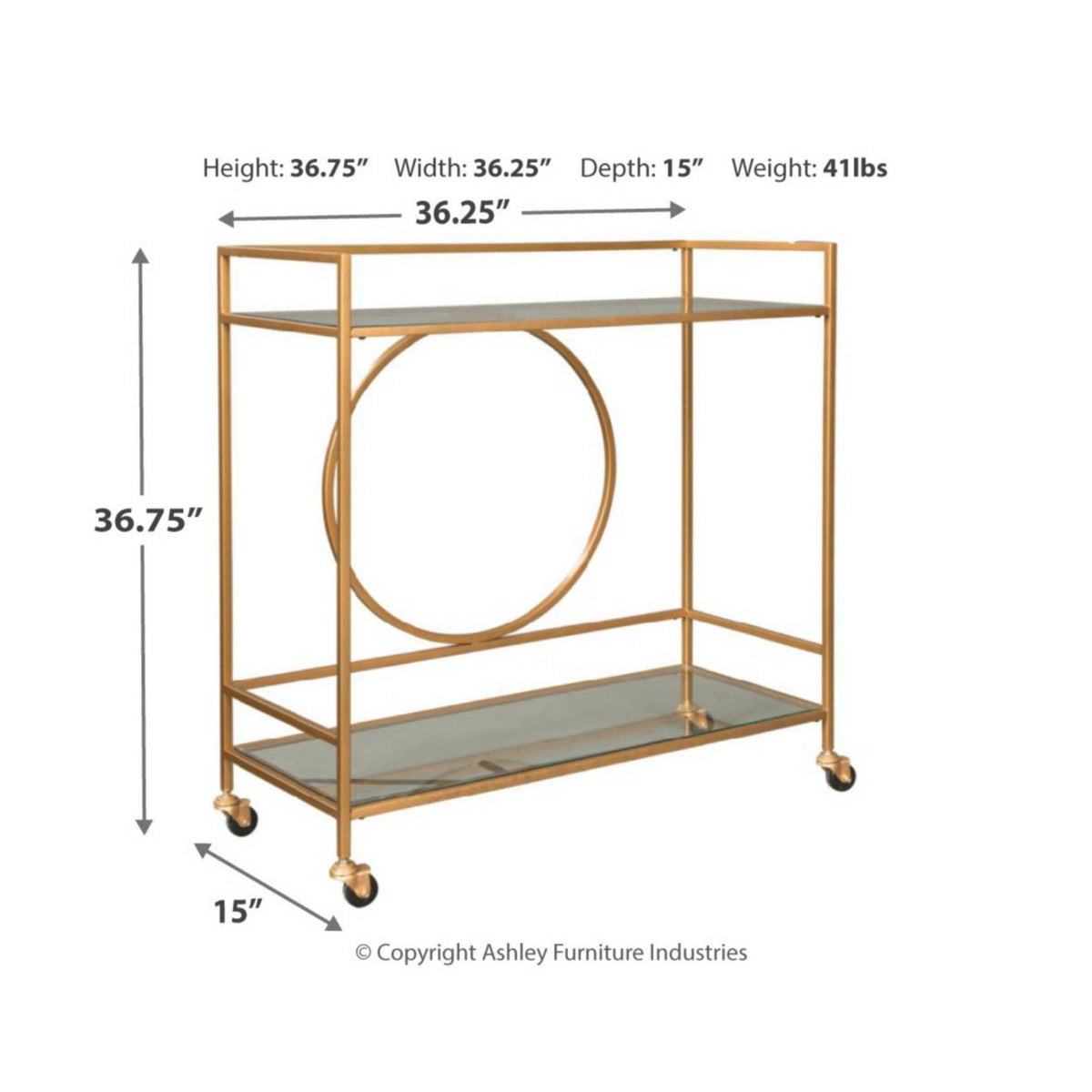 Antique Gold Finish Bar Cart G122241