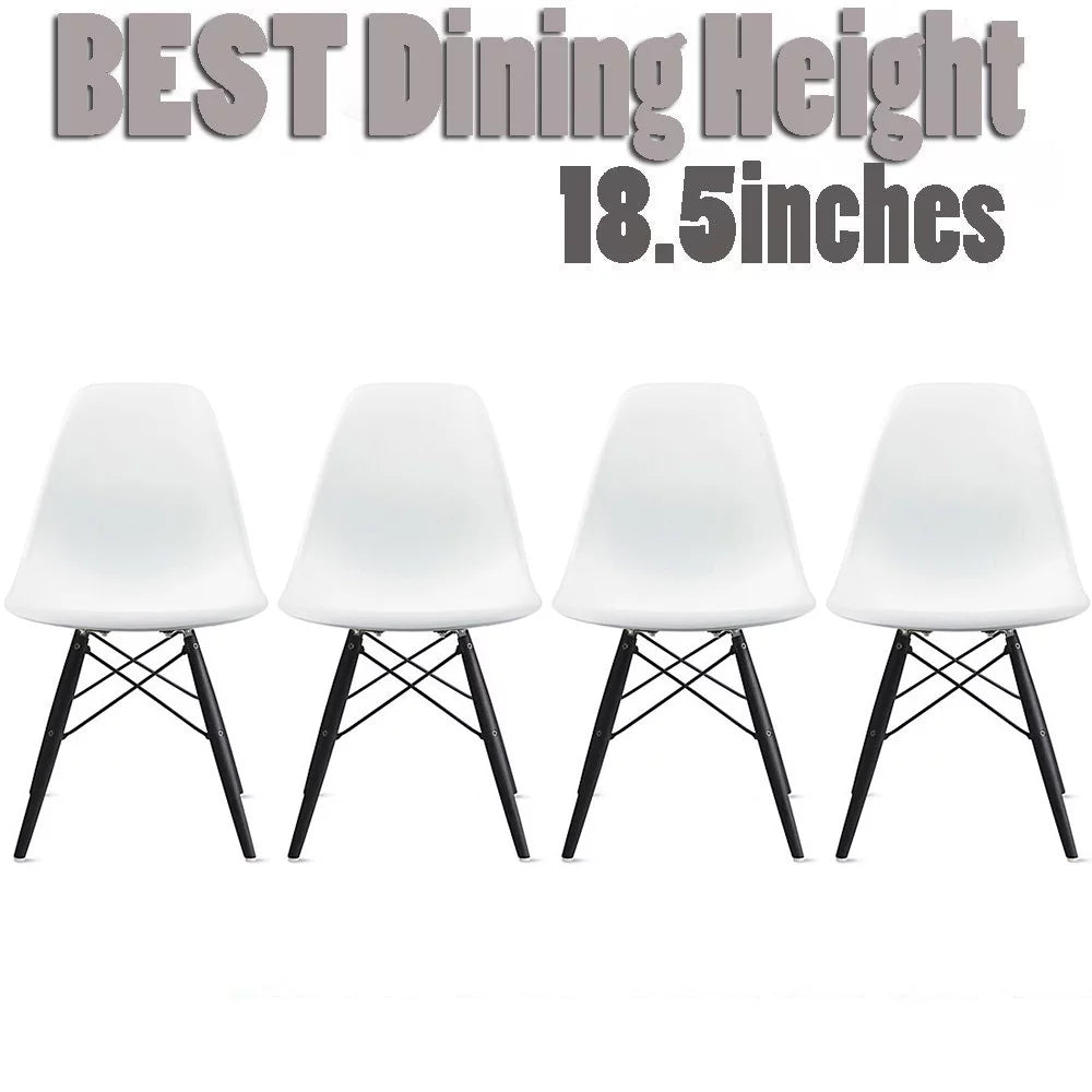 Set of 4 White Plastic Dining Chair J7725