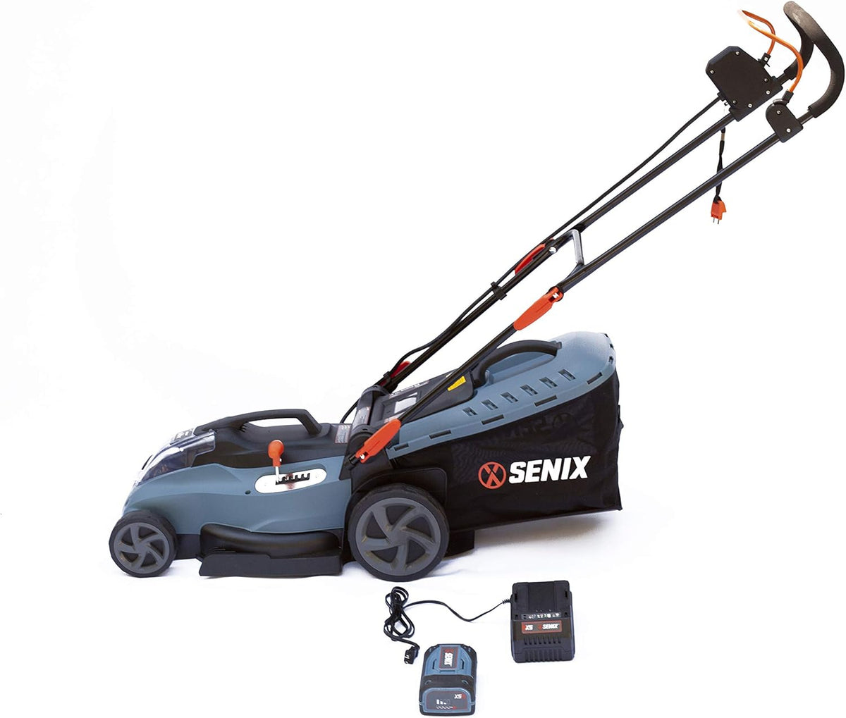 Blue 15 Inch Cordless Brushless Push Lawn Mower with Battery and Charger K7916
