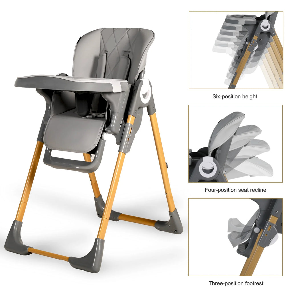 Foldable High Chair with Detachable Double Trays X493843