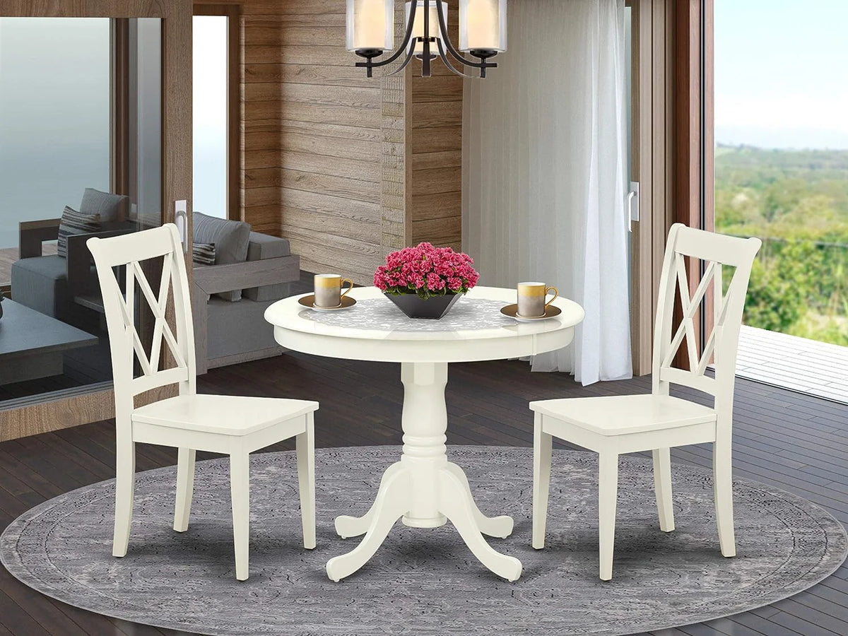 Antique 3 Piece Round Dining Table and 2 Chairs 36 Inch X234808