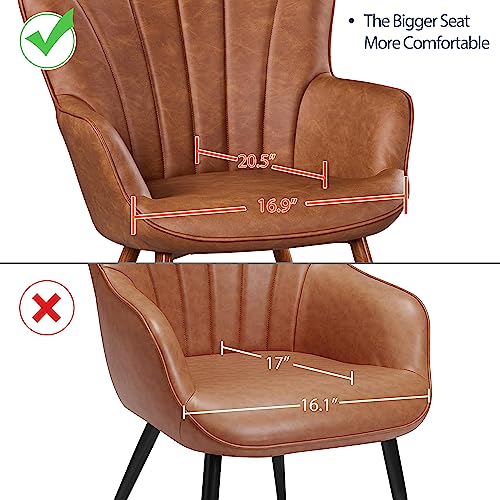 Brown PU Leather Armchair with Metal Legs B4569