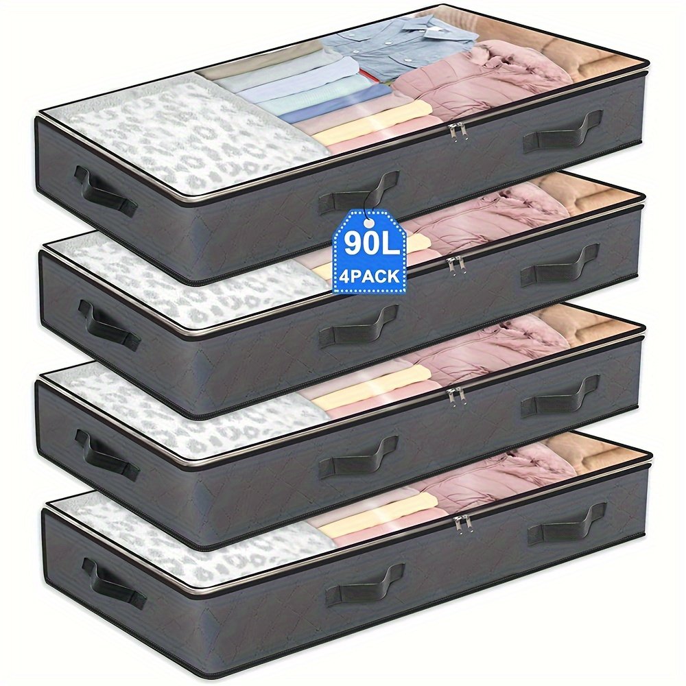 4 Pack Large Capacity Foldable Fabric Storage Containers with Clear Window L313717