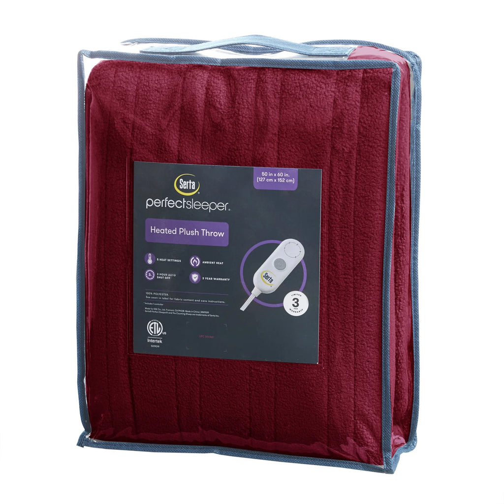 Berry Red Reversible Fleece to Sherpa Throw D5292