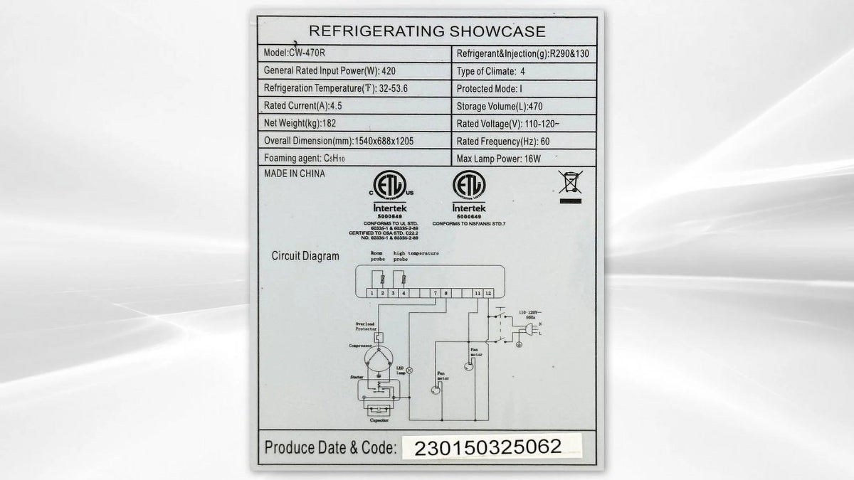 60 in. Double Tempered Glass Bakery Refrigerator Case 17.7 Cu. ft. I5463