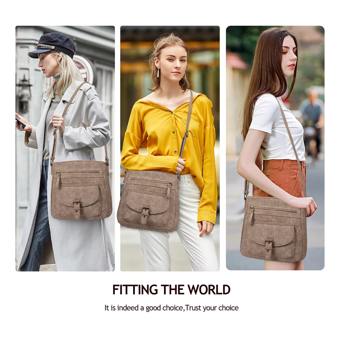 Large Straw Weaving PU Leather Crossbody Bag N83284