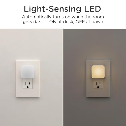 Mini Square LED Night Light, Plug-in, Dusk to Dawn Sensor, 4 Pack P894