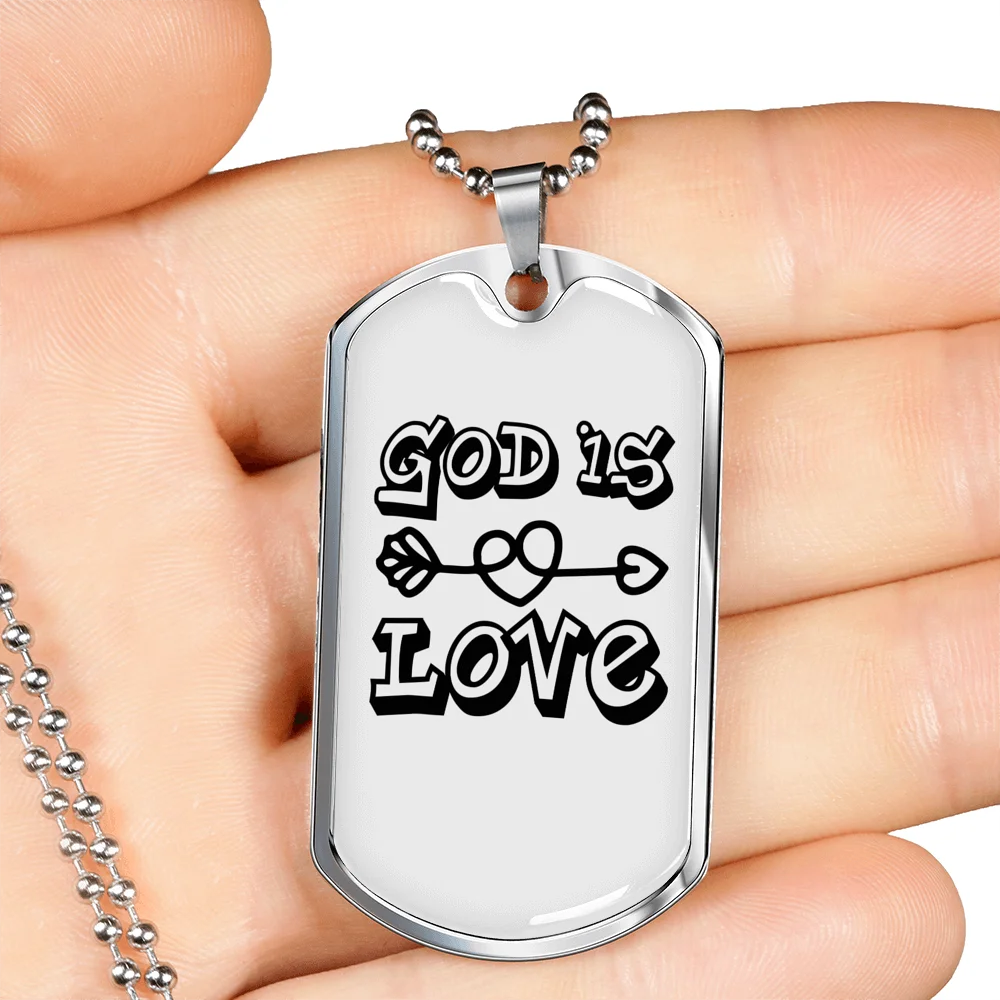 Stainless Steel or 18k Gold Dog Tag Necklace with 24" Chain E69929